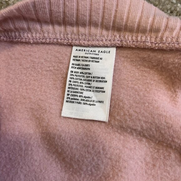 American Eagle Women’s Hoodie Pink Size XS Pullover Front Pocket Split Hem - Picture 7 of 7